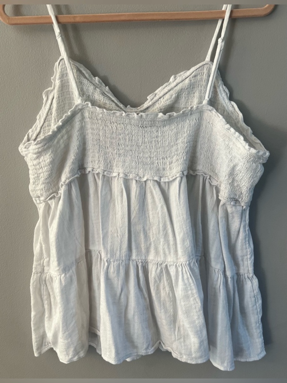 American Eagle Outfitters White Smocked Tie-Front Camisole - Picture 2 of 4